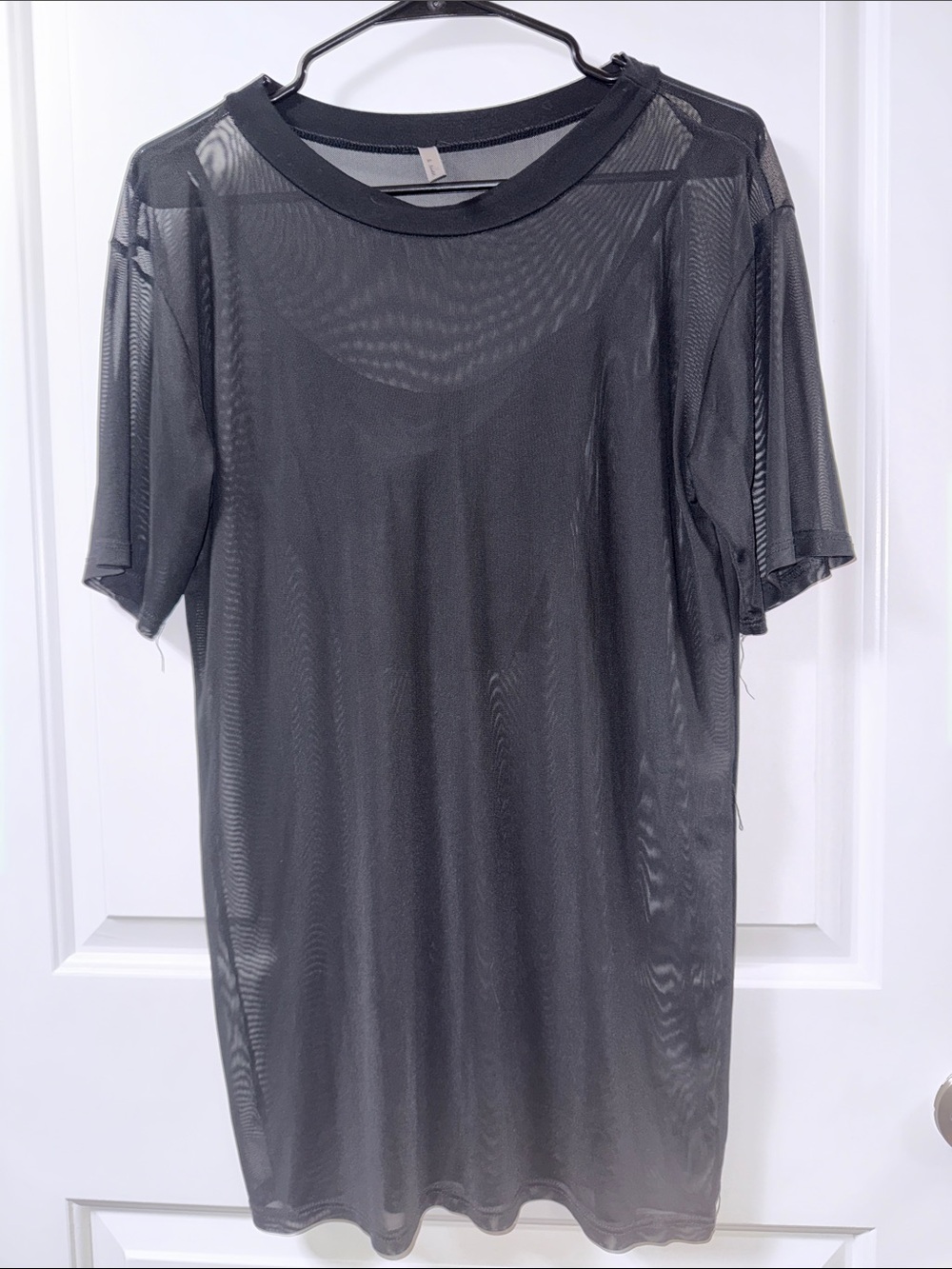 Sheer Black Mesh Tee Dress Under Tank-Top